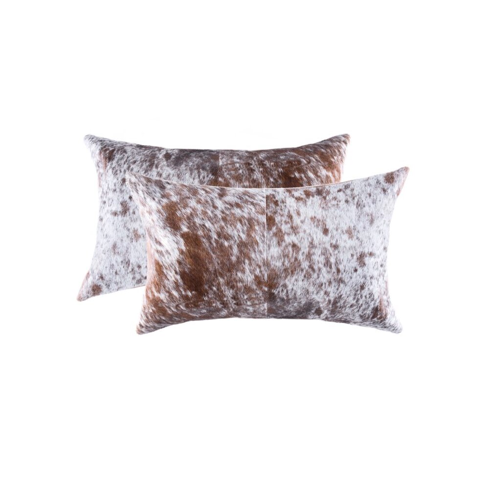 Natural Home Decor Torino Kobe Salt & Pepper Cowhide Pillow | 2-Piece | 12"x20"